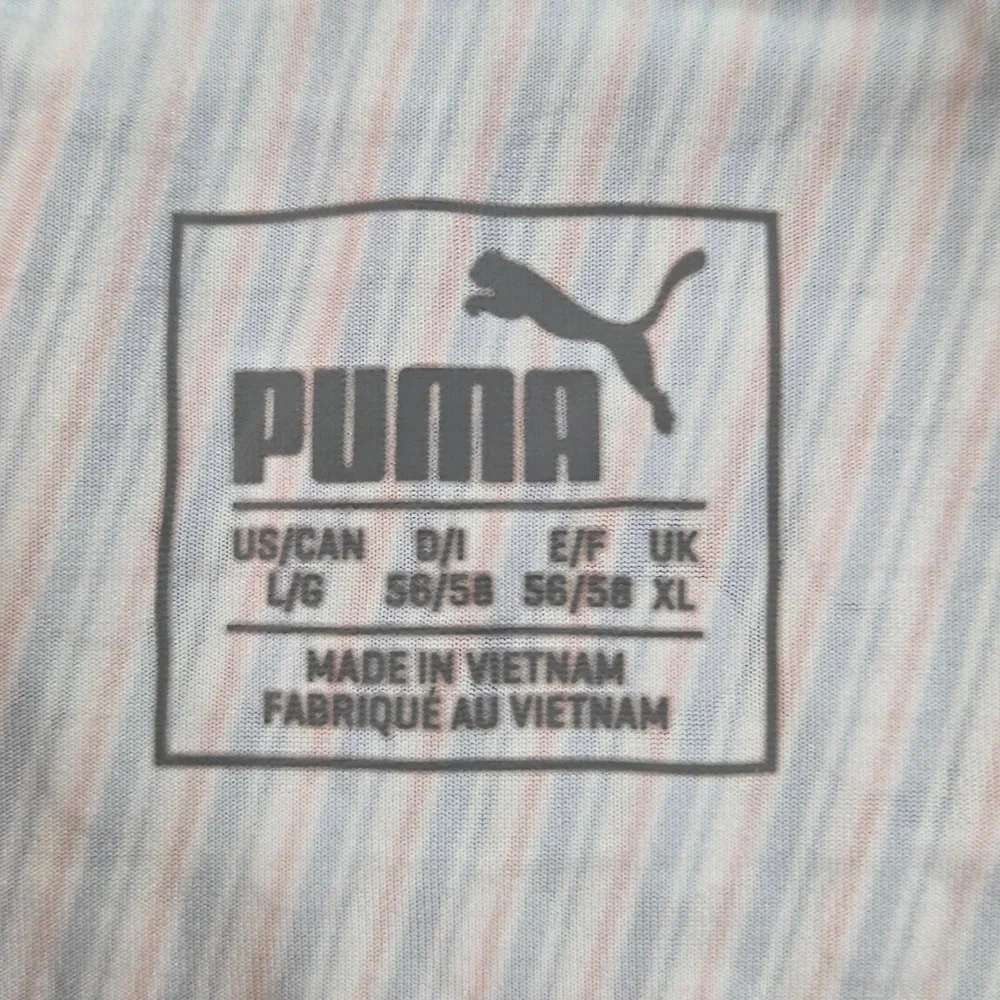 Puma Golf Polo Shirt Red‎ White Blue Stripe Pinstripe Men's Large